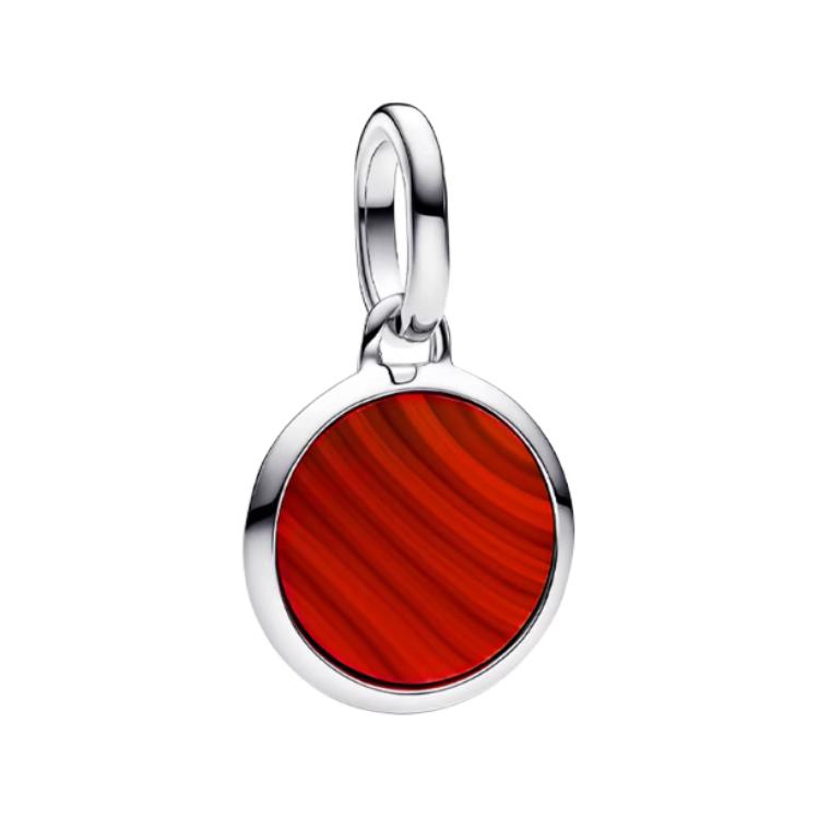 Pandora Monochrome Twill Medal 925 Silver Pendant Women pendant Red 793389CO1 Box