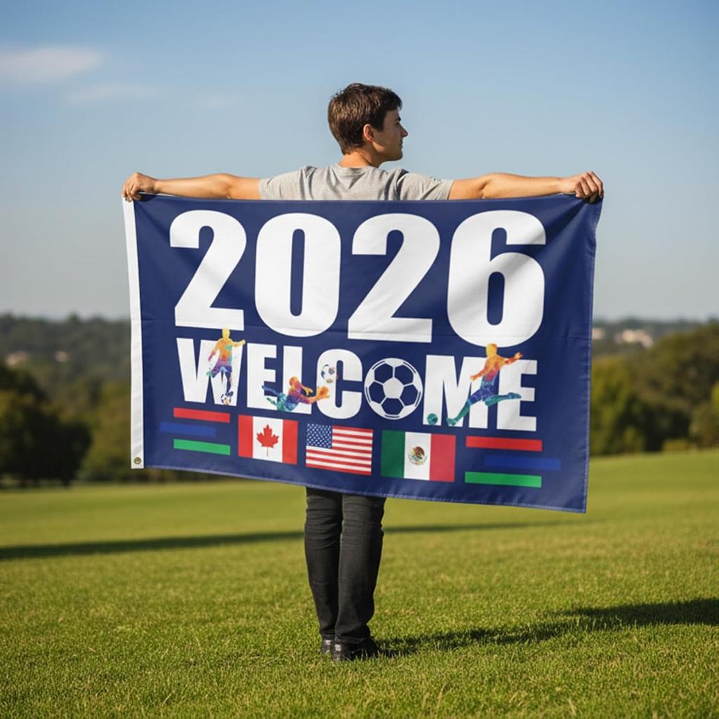 World Cup Flag 2026 American Canada Mexico Host Country Football Supporters Banner, Soccer Merchandise Decorations Accessories,Great Soccer Fans Gift