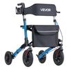 Rollator Walker with Seat for Seniors, Ultra Compact 3-Fold Rolling Walker, Lightweight Aluminum Mobility Walking Aid with PU Solid Wheels, Adjustable