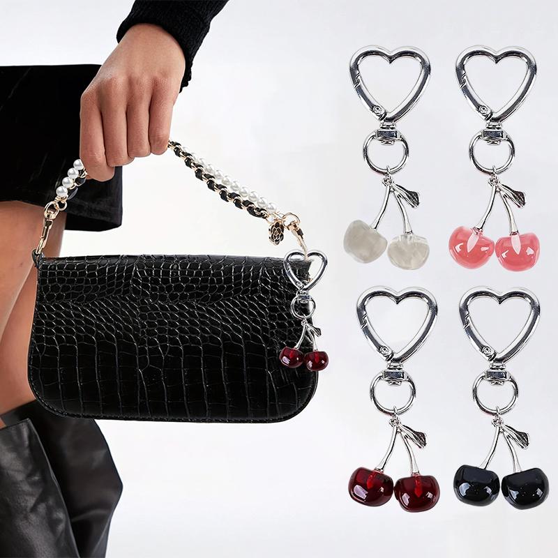 1PC Luxury Cherry Keychain for Women Decoration Designer Cherry Pendant Wallet Decor Fruit 7.5x2.6cm