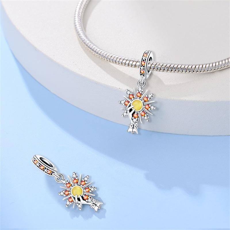 Nuovi Charm Solari in Rame Girasole Sistema Solare Perline Adatti per Braccialetti da 3 mm Originali Gioielli Fai da Te Raffinati Regalo di Compleanno
