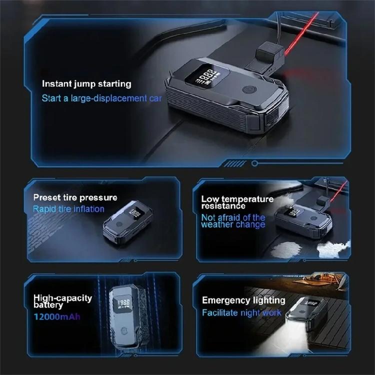 Car Emergency Power Bank with Tire Inflator Tool Car Tire Pump & Jump Starter