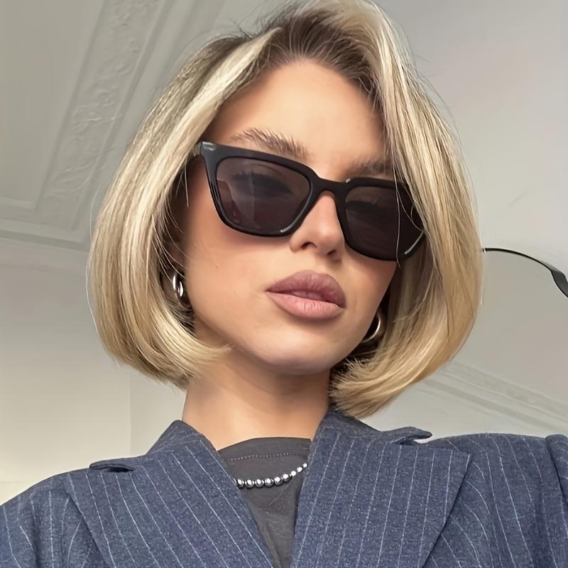 Stylish Women'S High-End Black & Gray Fashion Glasses with Thick Frames Perfect for Casual or Formal Outfits