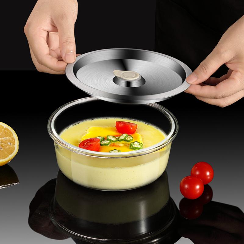Steamed egg bowl with lid, household baby bowl, glass bowl specially designed for microwave ovens, heat-resistant