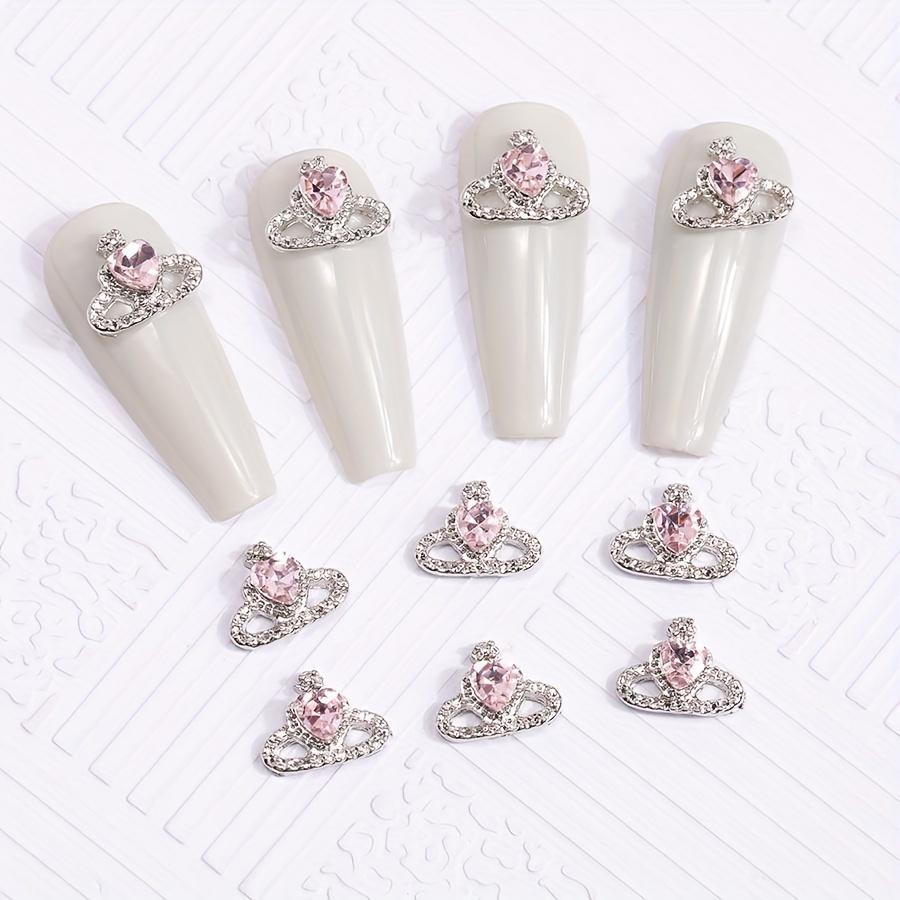 

10 шт., подвески для дизайна ногтей с персиковым сердцем, стеклянные стразы, 3D-сплав, драгоценные камни для ногтей, ювелирные изделия, сделай сам, маникюрные салоны