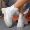 New Platform Ankle Boots Women Autumn Winter Waterproof Short Booties Mujer Fashion Lace Up Thick Sole Boots Plus Size35-42