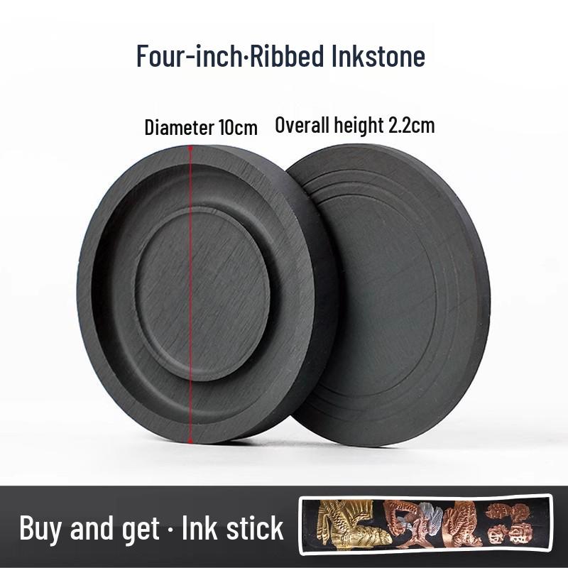 Chengni Inkstone Calligraphy Set: Natural Raw Stone Ink Stick, Duan & She Inkstones, Calligraphy Brush, and Ink Block for Grinding.