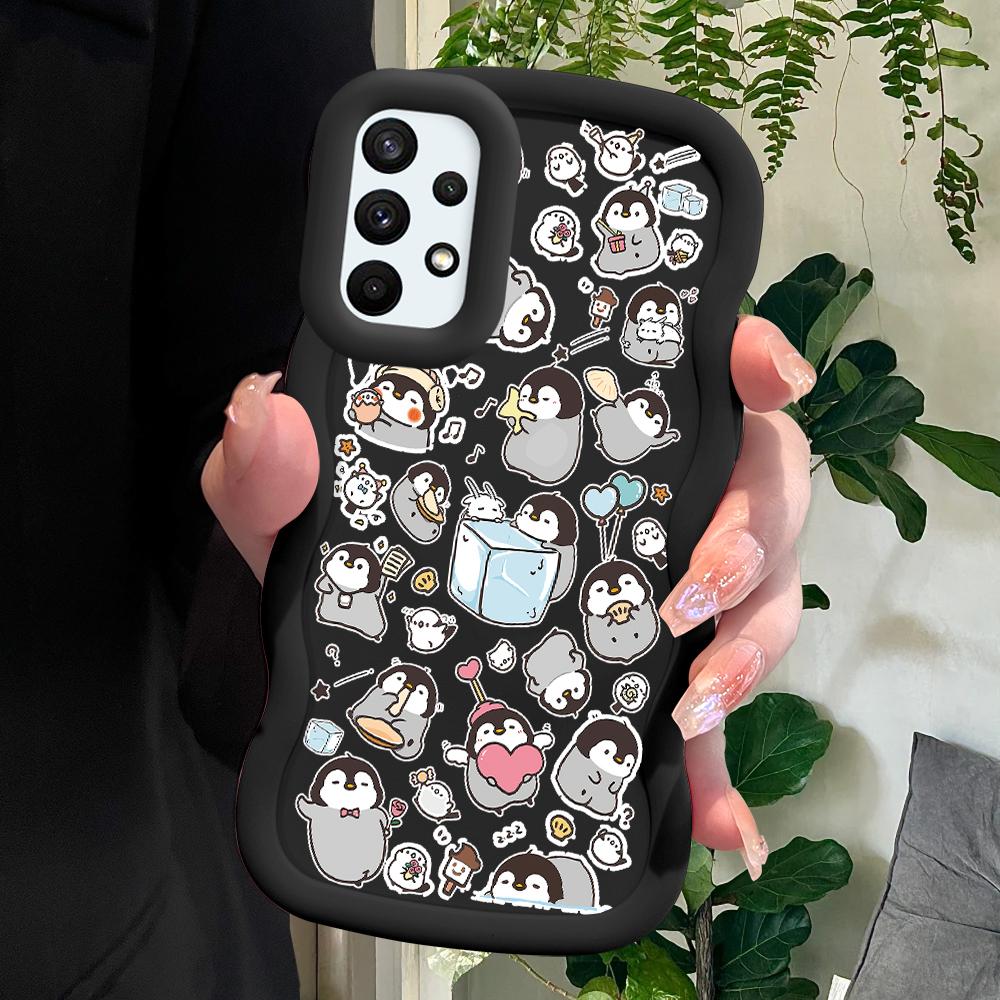 

Окрашенный узор Big Wave Edge Мягкий силиконовый материал Macaron чехол для телефона противоударный защитный резиновый чехол для Samsung Xiaomi Poco Redmi Redmi Note 14 Pro 5G чёрный