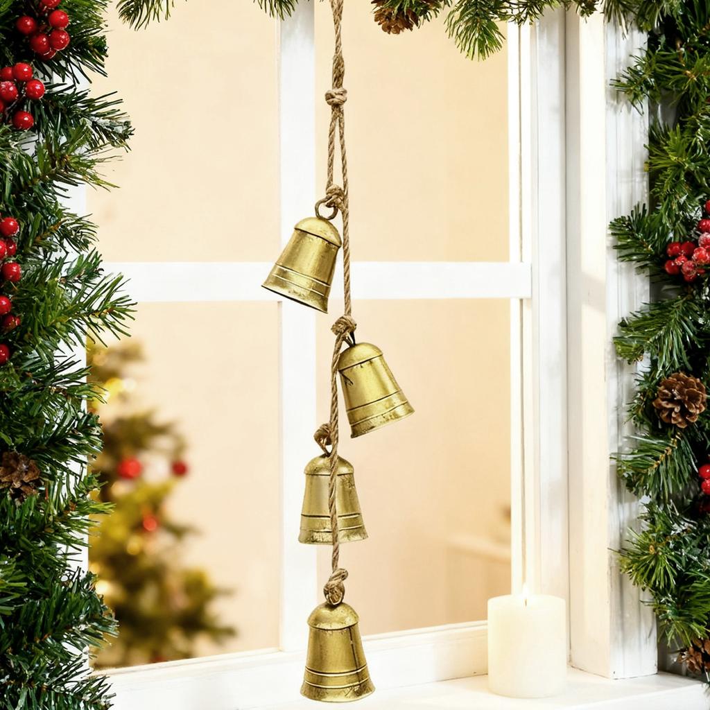 Worn Cowbell Christmas Bell Metal Vintage Bell Decoration Pendant Holiday Decoration Atmosphere Bell (1pc)