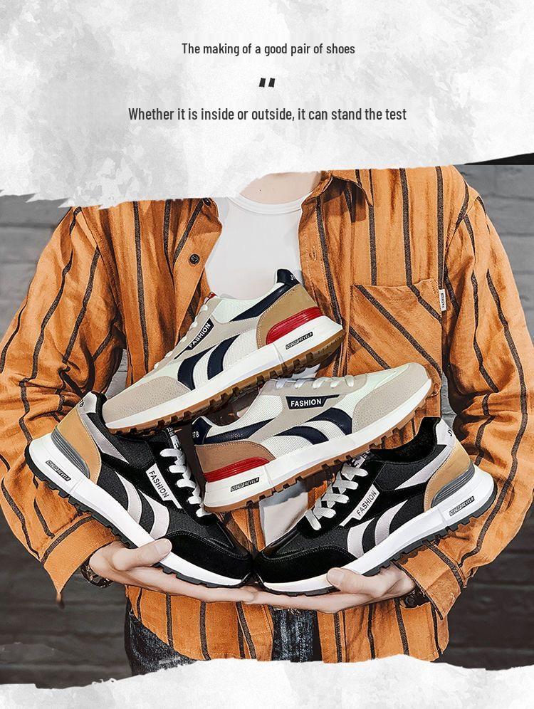 Buty męskie Forrest Gump w stylu retro, kolegiacki, casualowe, oddychające z siateczki, buty taty - wygodne, białe, wszechstronne sneakersy