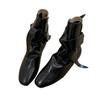 Niche Polished British Style Martin Boots Women's Autumn and Winter Chelsea Short Boots Bow Flat Bottom Pleated Pile Boots