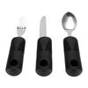 3pcs Household Utensils Stainless Steel Wide Rubber Handle Spoon Fork Set Utensils
