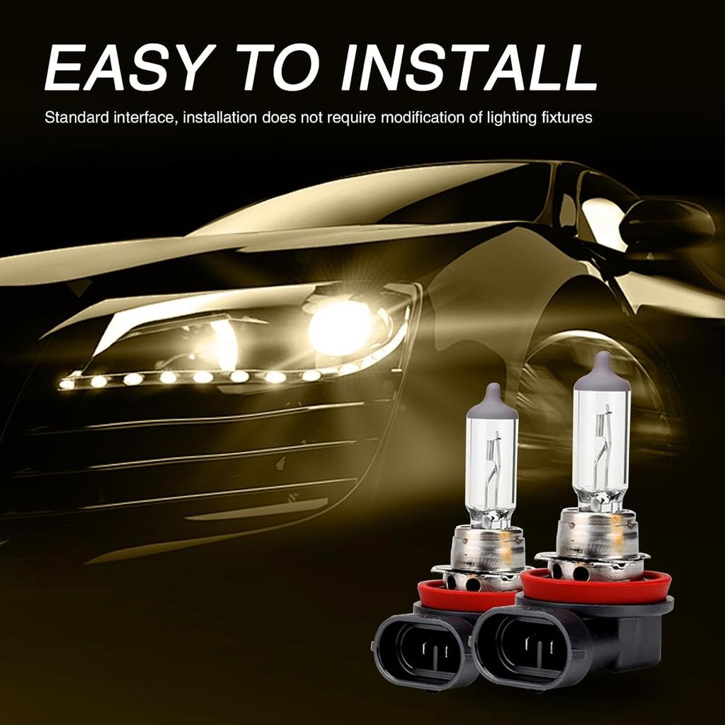 2 PCS Car Halogen Fog Light Bulb, 12V 55W Waterproof Glass Vehicle Spotlights Replacements, Universal Automotive High Beam Lighting Accessories for