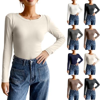 Women's Fashionable And Casual Solid Color Long Sleeve Base Layer Top