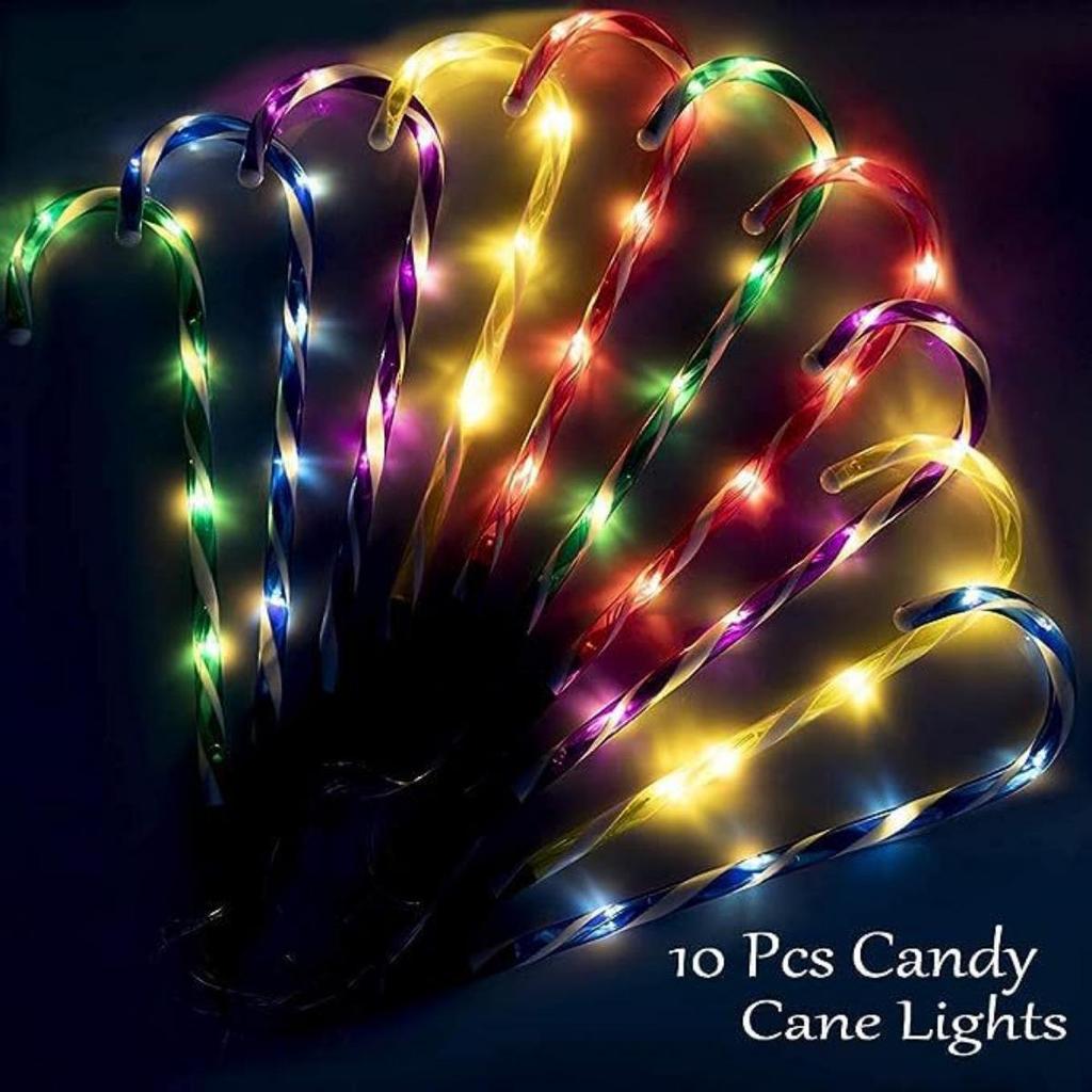 Solar-Powered Christmas Star & Snowflake Ornaments with Candy Cane Light Stakes