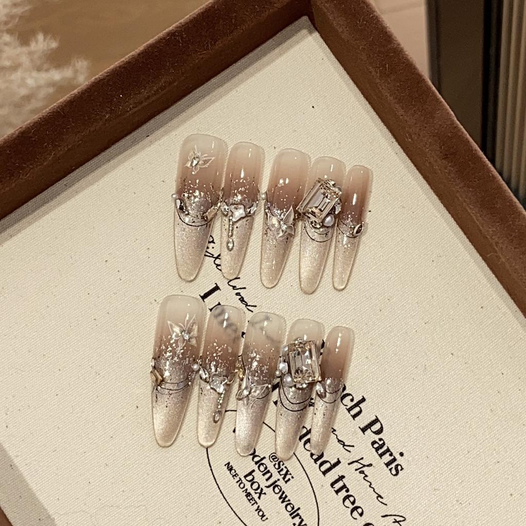 Fall and Winter Maillard High-end Caramel Smudge Gradient Cat Eye Butterfly Broken Diamond Wheat Path