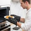 4 Stück Verbrühschutz Mikrowellenofen Handschuh Baumwolle Leinen Ofenhandschuhe und Topfhalter Kochen