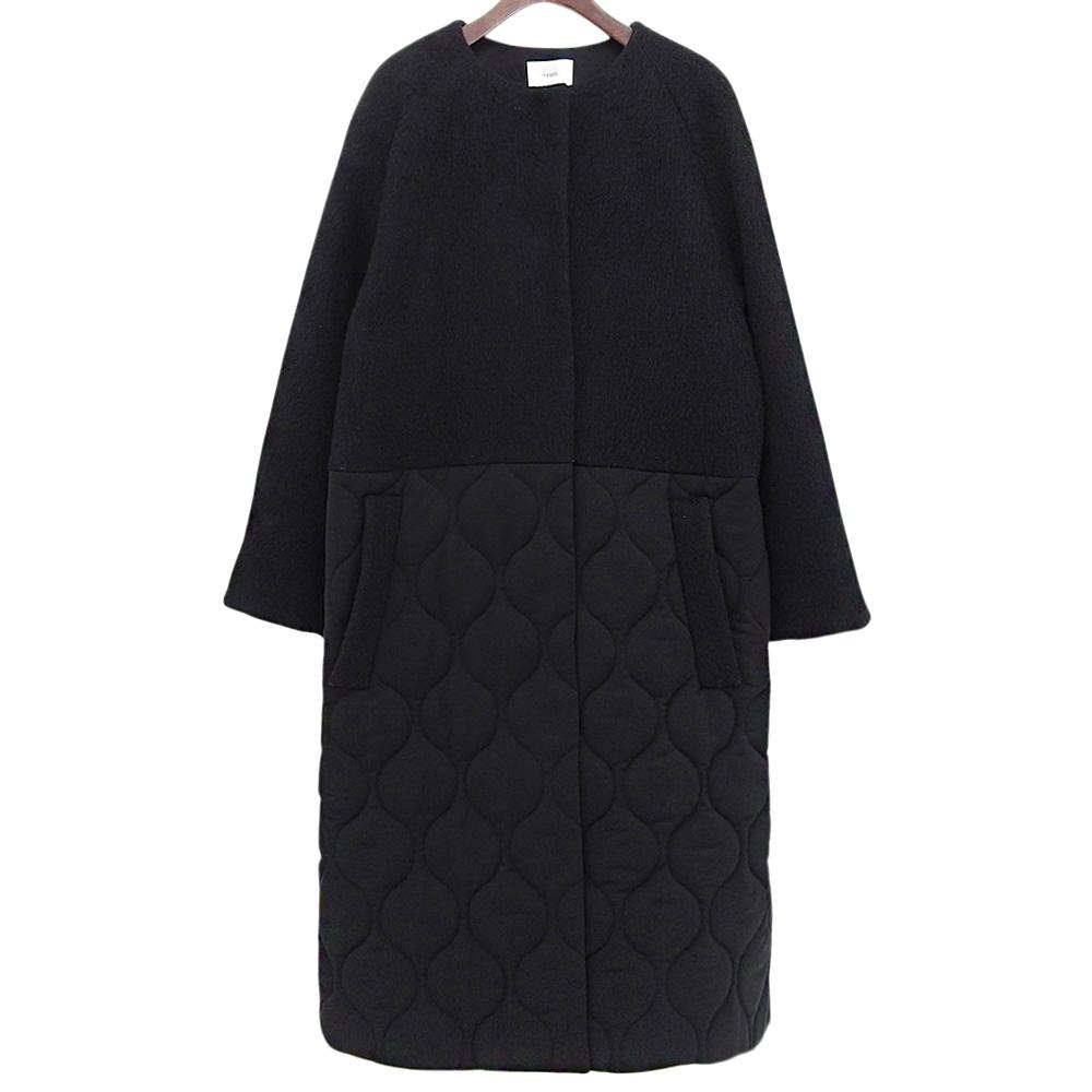 LE PHIL Women's Shaggy Quilted Long Coat, Black, Size 0, 534-9252003 Coat 0 blackUsed