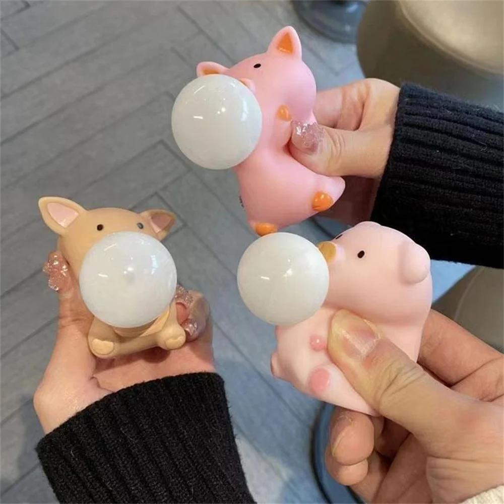 Cartoon Schwein Spuckblasen Kneifen Musik Ventilationsspielzeug Niedlich Dekompression TPR Material Quetschen Spuckblasen Dekompressionsartefakt Spielzeug
