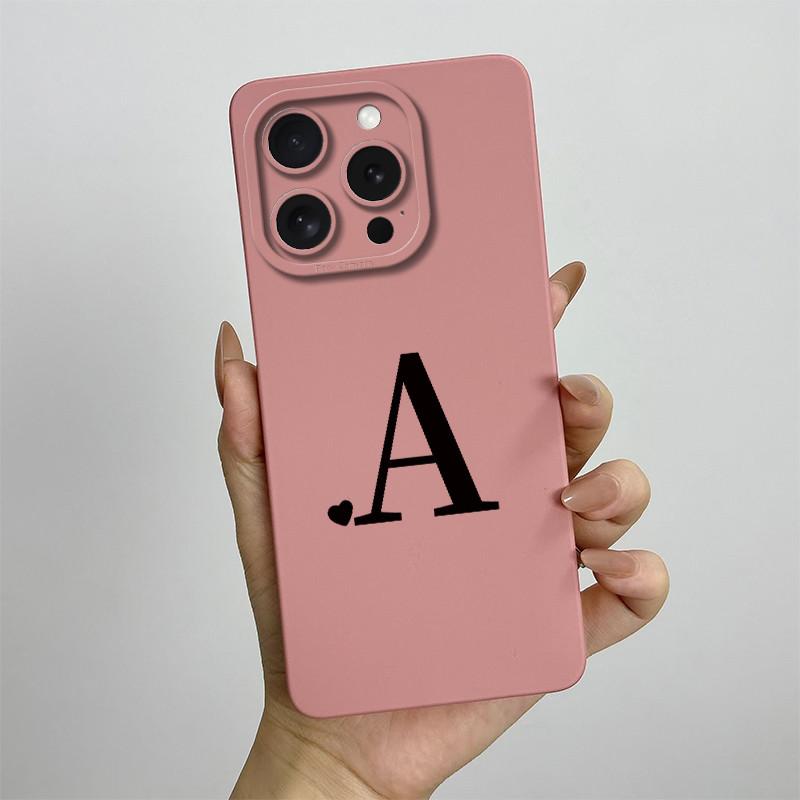 For iPhone 14 Pro Max Case iPhone 14 Plus Phone Case iPhone 14 Pro Cover Cute Couple Initial Letters Square Skin Matte Cover