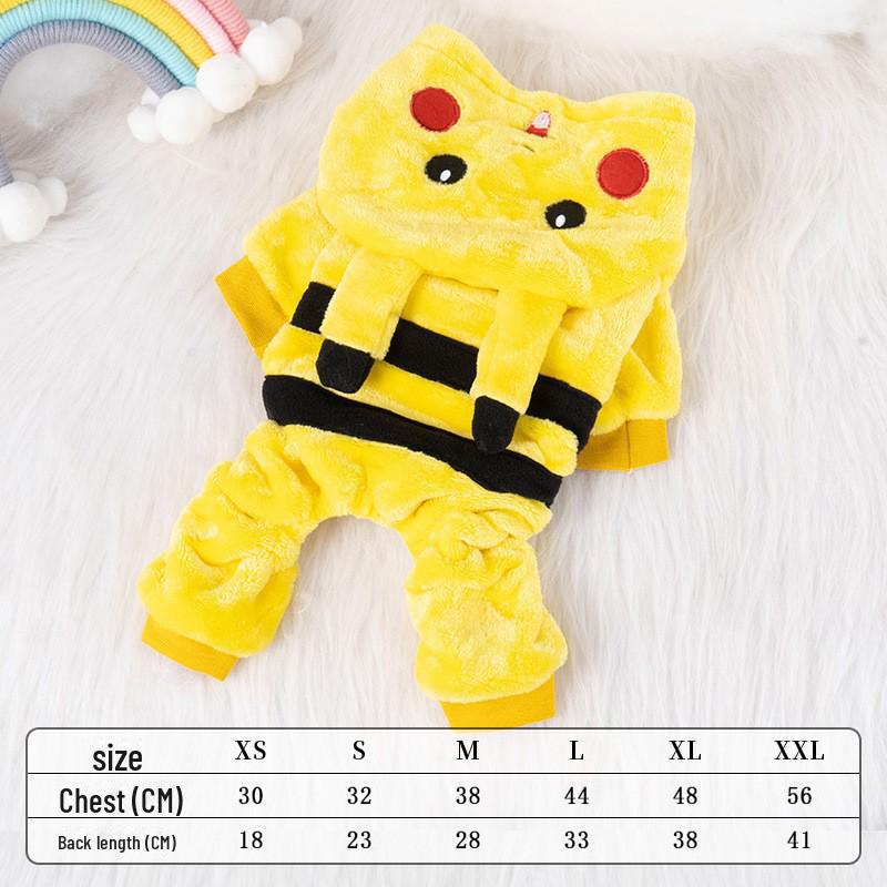 

Уютный костюм Пичу из толстого бархата для маленьких собак Extra Small