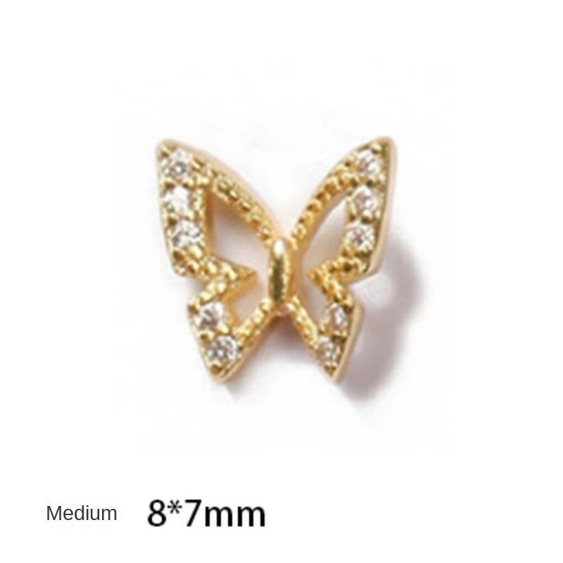 Butterfly Manicure Jewelry Japanese Zircon Nail Decoration Net Red Popular Fingertip Butterfly Metal New Decoration 1PS