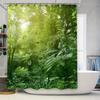 Blue Shower Curtain for Bathroom Modern Solid Color with Rod Hooks Water Resistant Bath Liner Decoration in Home Garden