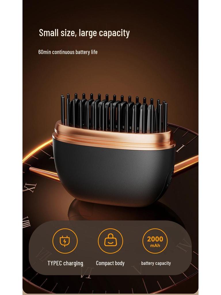 Wireless Mini Straightening & Curl Comb - No Damage, Negative Ion