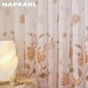 1PC NAPEARL Orange Flower Printed White Tulle Curtains for Bedroom Window Screen Panels Sheer Living Room Kitchen Home Decor