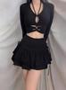 2025 Autumn/Winter Spicy Girl Sexy Slim-Fit High-Waisted Pleated Short Skirt with Side Tie.