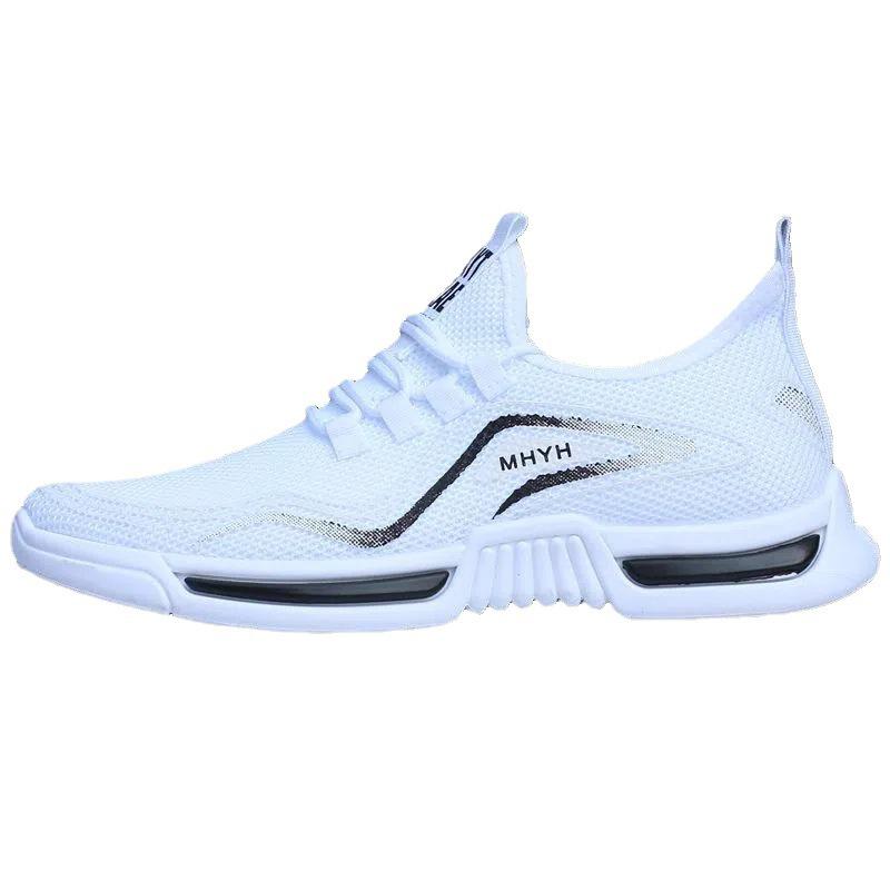 Men's Mesh Breathable Summer Sneakers: Trendy Flyknit Casual Shoes with Soft Sole for Students and Running