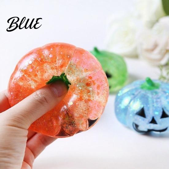Pumpkin Head Squeeze Toy 1/4Pcs Halloween Stress Relief Toy Smiling Soft Toys Clear Glitter Office Desk for Relieve Anxiety
