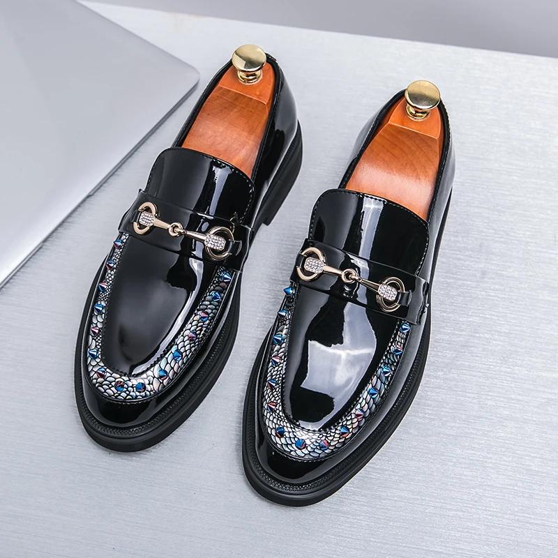 Mocassini alla moda Uomo PU Intrecciato Decorazione Fibbia Testa di Cavallo Confortevoli Uomo Scarpe Casual Eleganti da Business Grandi 38-46