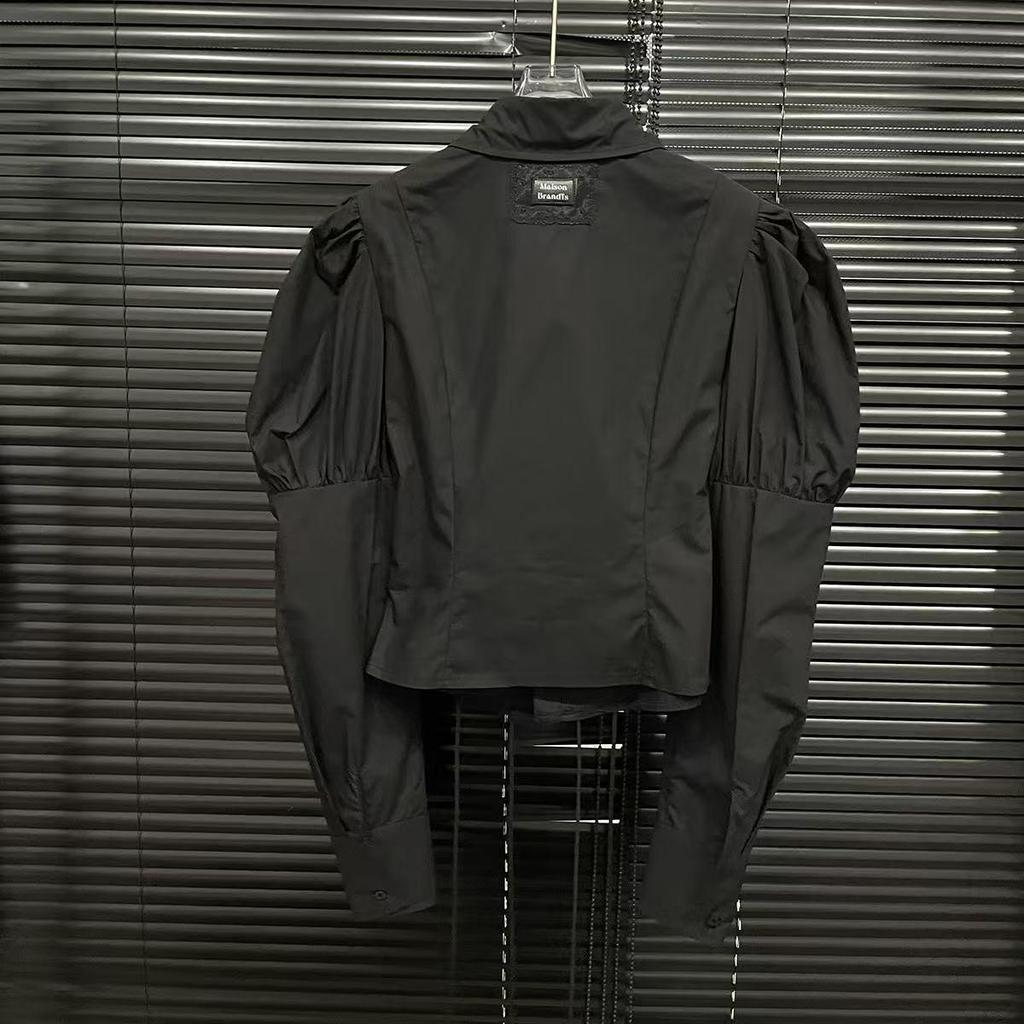 2025 Spring Lace-up Lantern Sleeve Fitted Waist Shirt