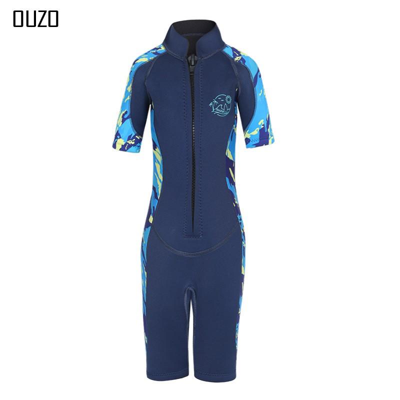 2.5mm Kids Short Sleeve One Piece Wetsuit Diving Surfing Swimming Warm Sun Protection