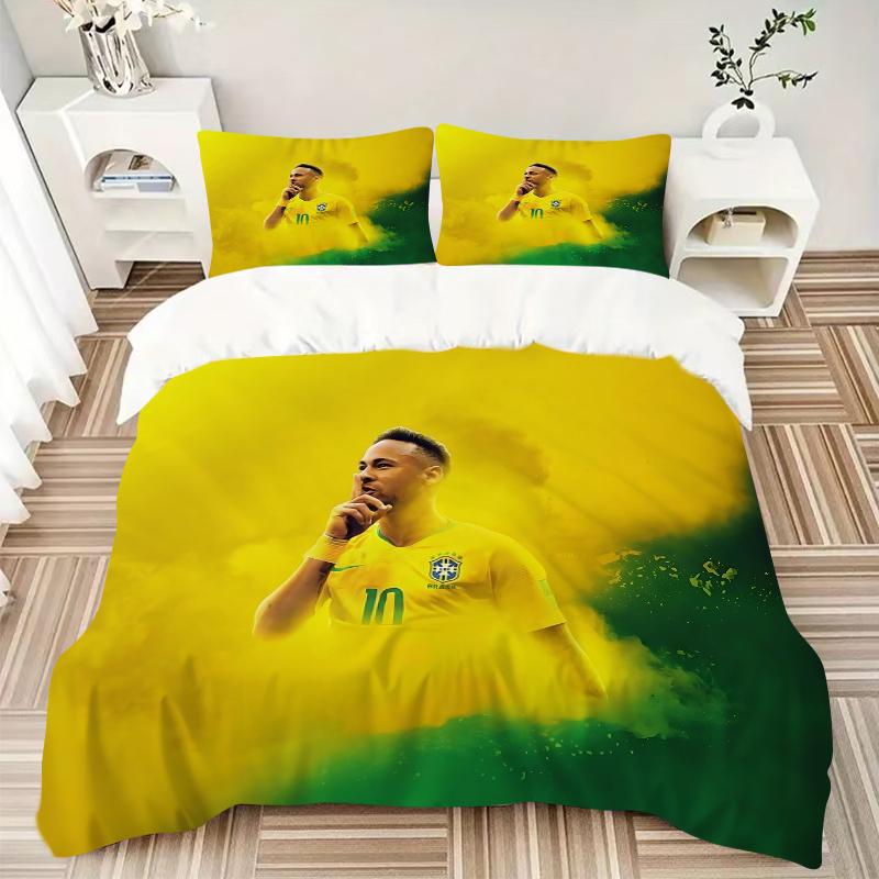 3Pcs Brazilian Football Star Bedding Sets For All Sizes New 3D Printed Bed Cover Comforter Duvet Cover Pillowcase Bedroom Decoration