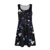 Damen Sommer Casual U-Ausschnitt Blumendruck Kleid Ärmelloses Kleid mit Taschen