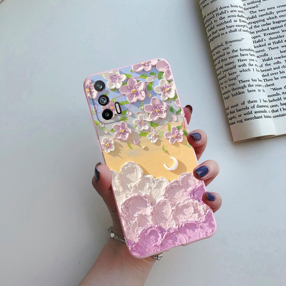 For Realme GT 5G Case RMX2202 Silicone Soft Lovely Cartoon Flower Phone Case For Realme GT 5G Cover Funda For RealmeGT 5G Coque