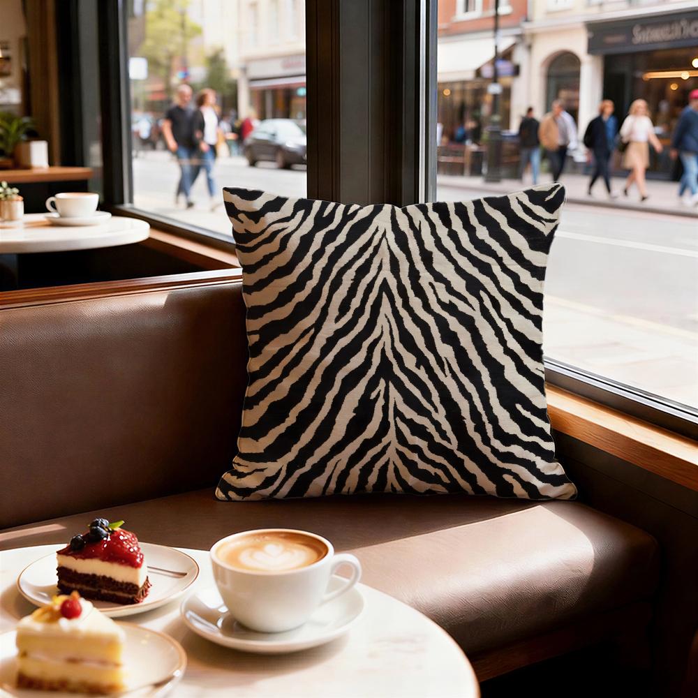 Zebra Texture Cushion Cover Set of Decorative Short Plush Pillow Covers for Sofa Soft Cushion Case x cm