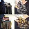 1Pc Punk Skirt Silver Rivet Tassel Necklace Epaulet Shoulder Flap Badge