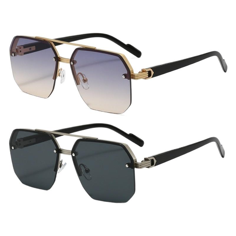 2 Pairs of New Half Frame Trimmed Glasses Suitable for Both Men and Women Square Shaped Regular Decorative Glasses