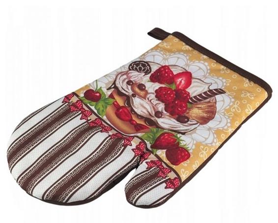 Rękawice kuchenne z magnesem 2 szt. Motyw deseru, ochrona do 250°C