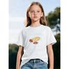 European Size Childrens Round-neck Short-sleeved T-shirt with Cartoon-like Spiral Pattern Print