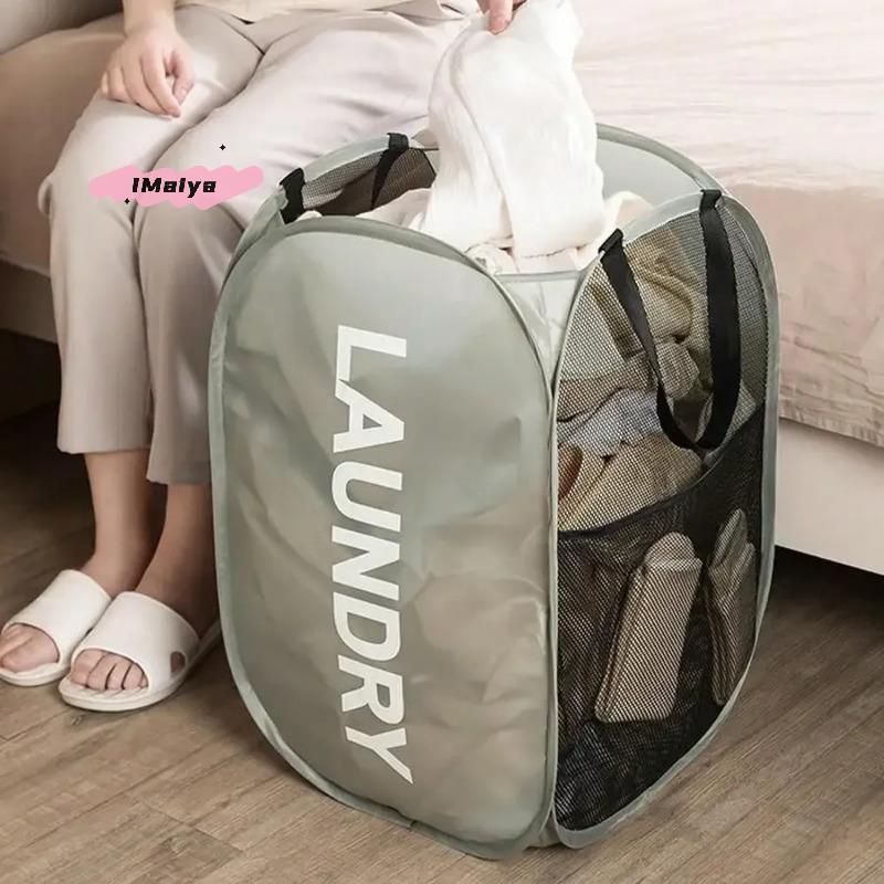 M-Portable Mesh Pop-Up Laundry Hamper with Wide Opening Breathable Collapsible Space-Saving Design for Home Organization