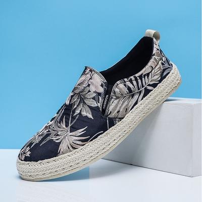 Zapatos de Diseño para Hombre Nuevos Zapatillas Mocasines Slip-on de Tejido Transpirable Zapatos Casuales para Hombre Caña Baja Estampado de Flores Lona Zapatos para Hombre