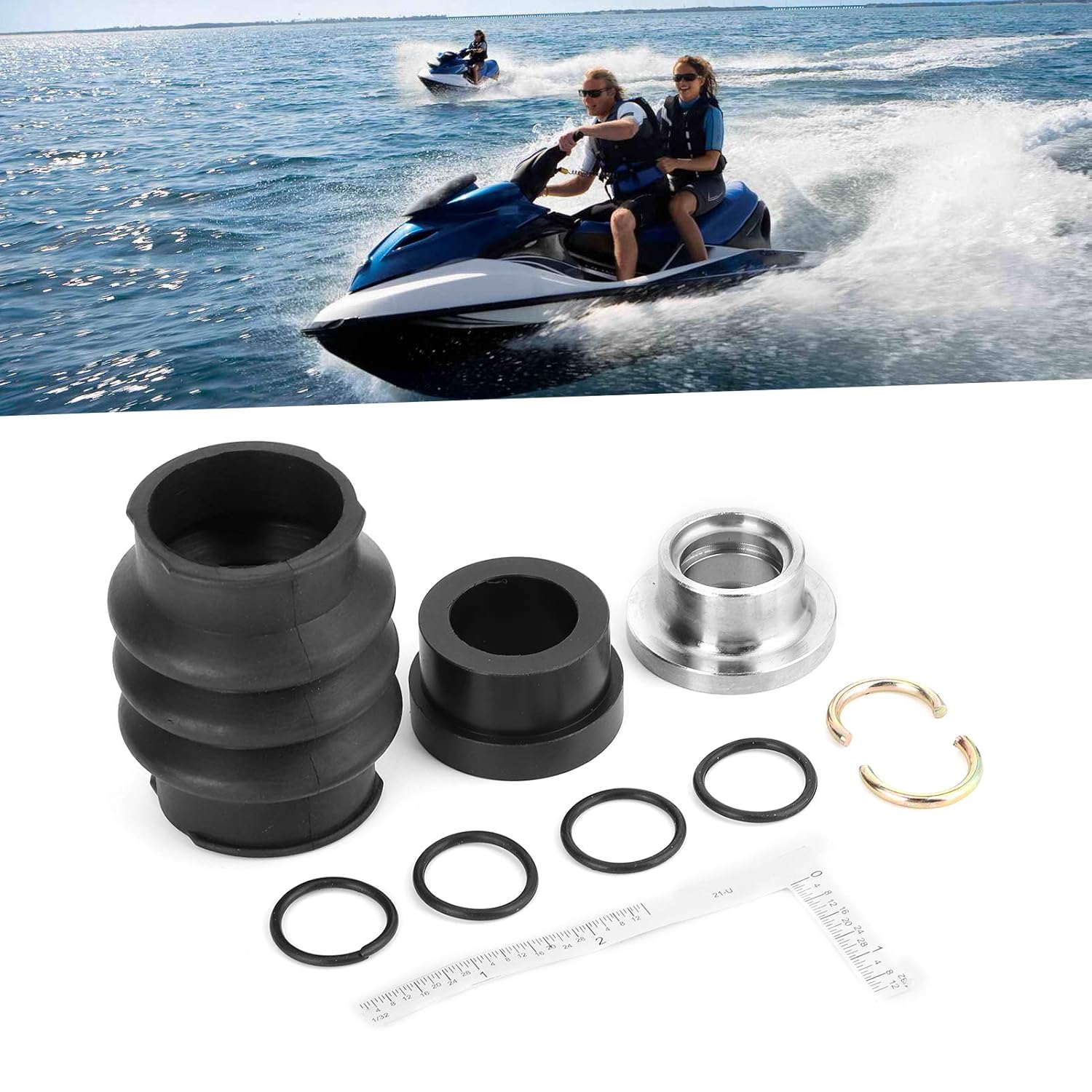 

Pissente Carbon Seal Drive Line Rebuild Kit for Sea Doo PWC and Jet Boats, Carbon Rings, Rubber Aluminum Construction, Compatible with 717 720 787