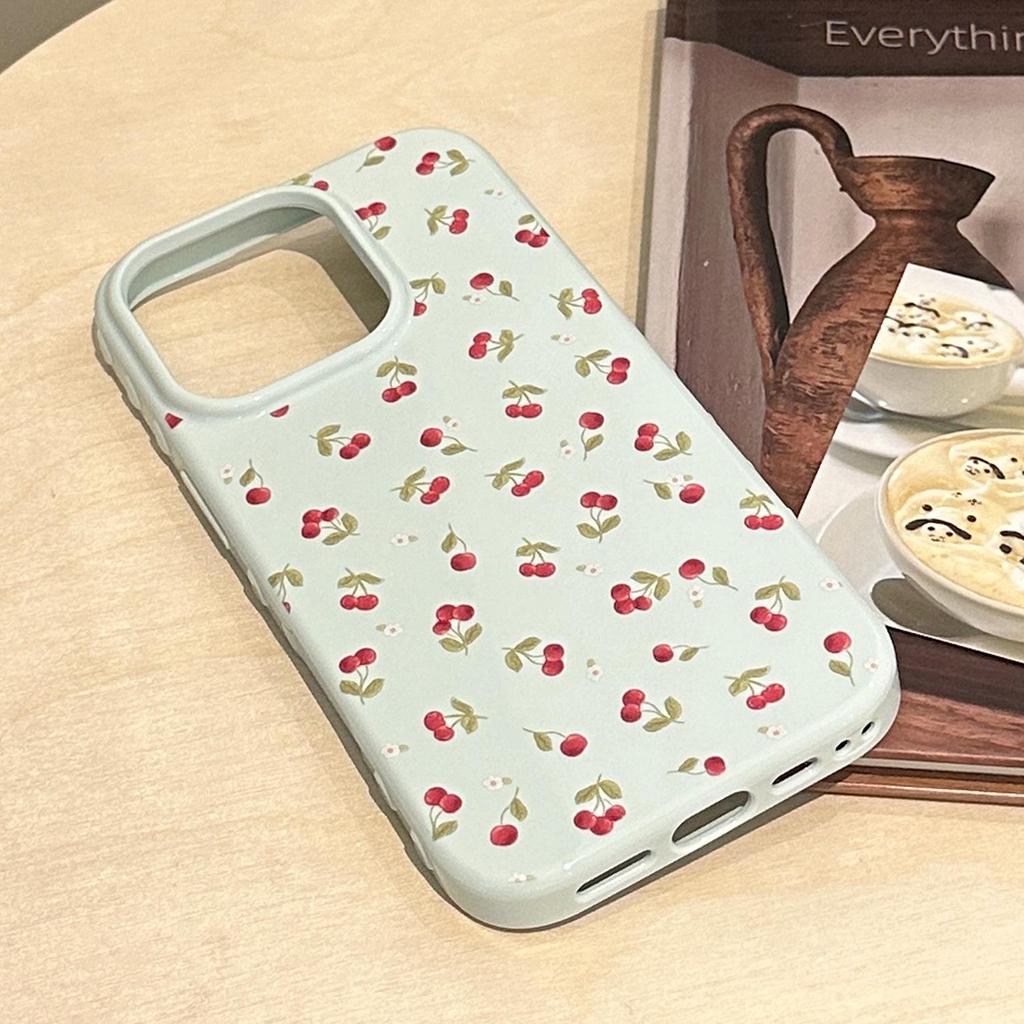 Little Fresh Mint Cherry Phone Case for iPhone 17, iPhone 17 Pro Max