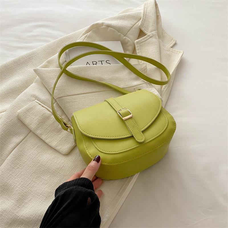 Elegant Retro Saddle Bag 2024 Trendy Shoulder Bag For Women Simple Casual Pu Crossbody Bag