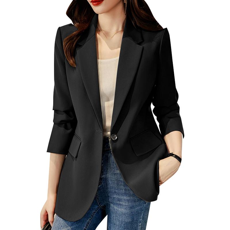 ZANZEA Kvinners uformelle turn-down krage Langermet cardigan blazer yttertøy