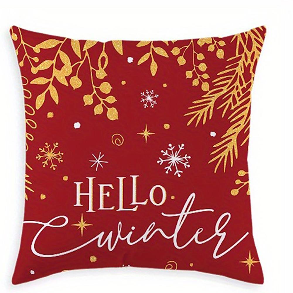

Christmas Themed Pillowcases: Hello Winter & Merry Christmas Tree Designs Sofa room cushion cover home decoration new year gift 16x16Inch